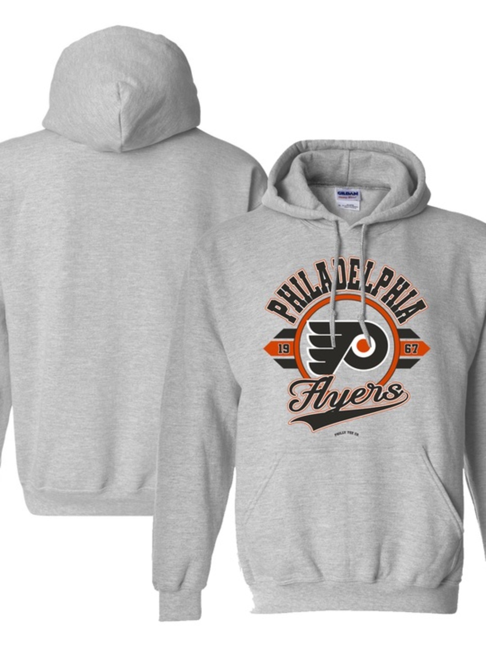 Gildan Gray Philadelphia Flyers Hoodie with Orange & Black Logo S-5xl